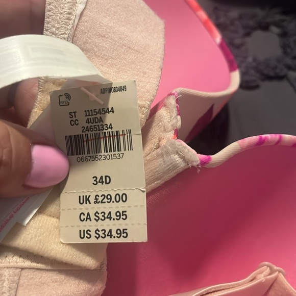 Pink Victoria’s Secret Floral Everywhere push-up bra size 34D NWT - Picture 6 of 7